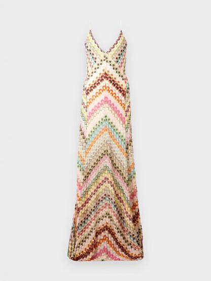 Mariana | Multicolor Knit V-Neck Maxi Dress