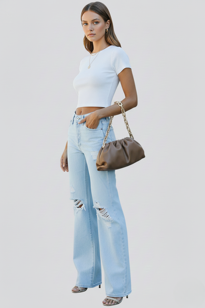 Kimberly | Women’s Wide-Leg Distressed High-Waist Jeans