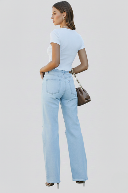 Kimberly | Women’s Wide-Leg Distressed High-Waist Jeans