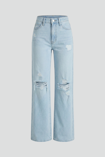Kimberly | Women’s Wide-Leg Distressed High-Waist Jeans