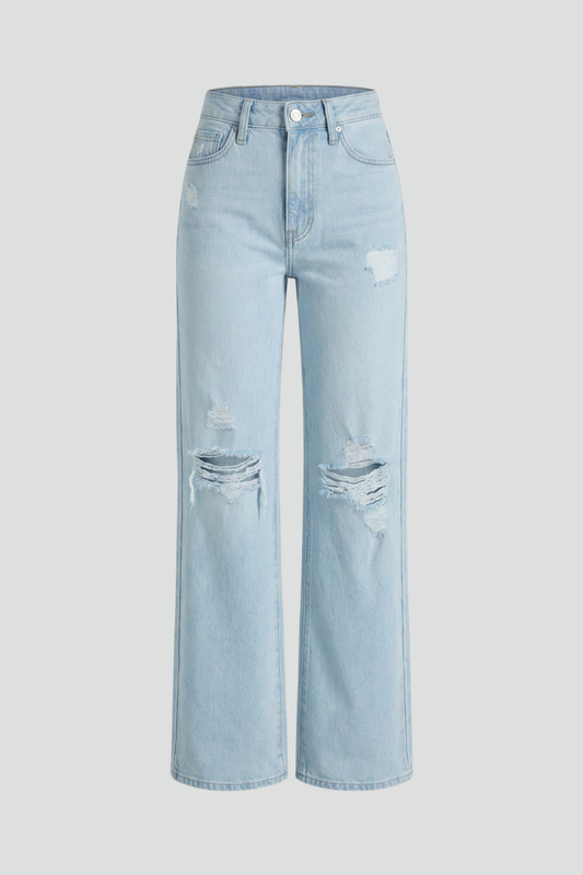 Kimberly | Women’s Wide-Leg Distressed High-Waist Jeans