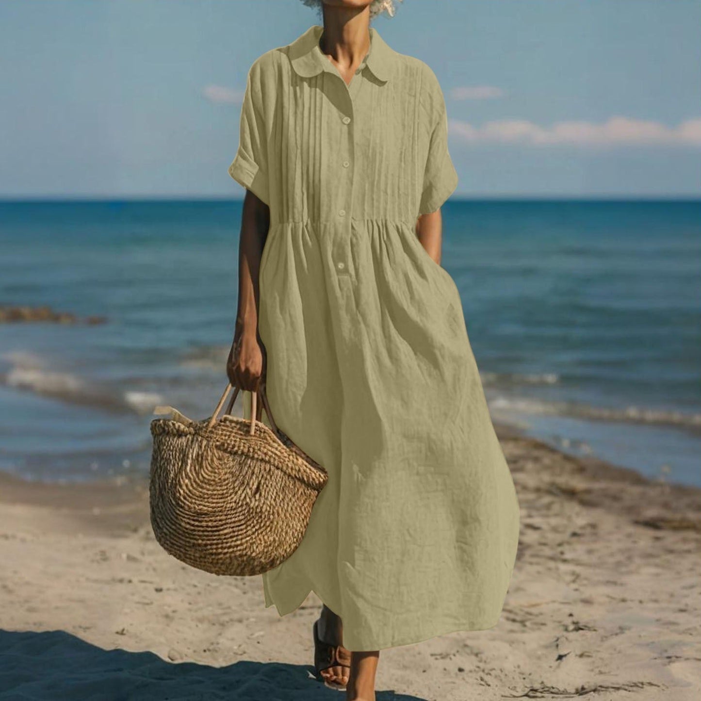 Breathable Cotton Dress Loose Fit Elegant Comfort