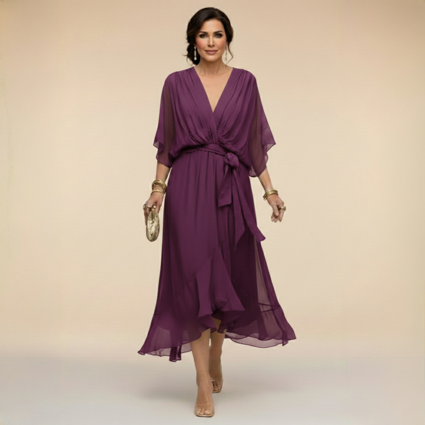 Sarah | Chiffon V-Neck Dress