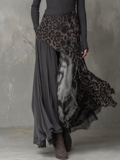 Martina - Long bohemian-style dress with leopard print