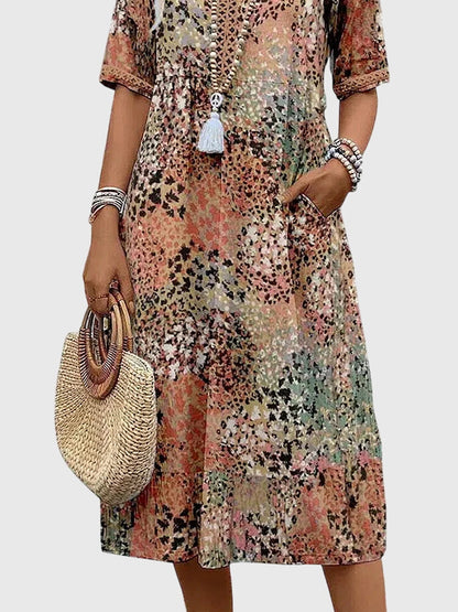 Yvonna | Elegant Floral Midi Dress