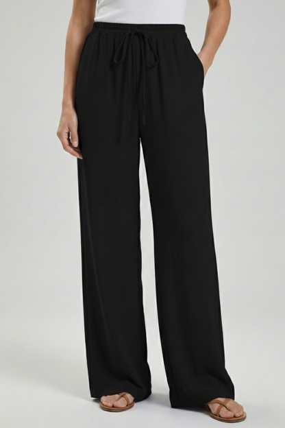 Claire | Women’s Palazzo Trousers with Drawstring Waist and Side Pockets