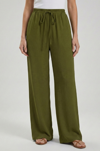 Claire | Women’s Palazzo Trousers with Drawstring Waist and Side Pockets