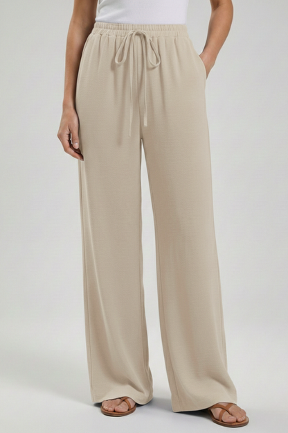 Claire | Women’s Palazzo Trousers with Drawstring Waist and Side Pockets
