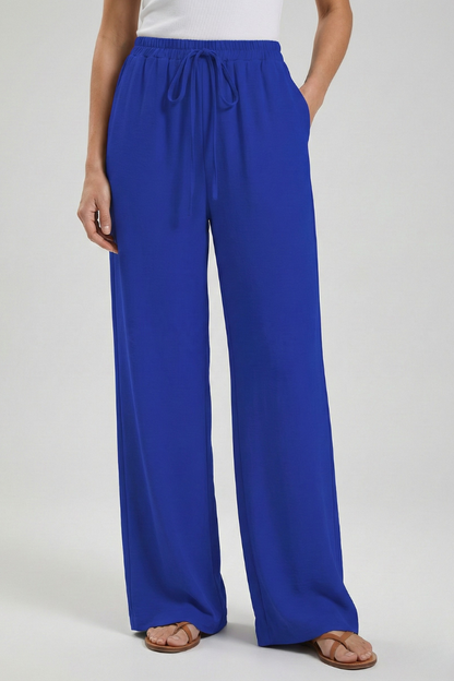 Claire | Women’s Palazzo Trousers with Drawstring Waist and Side Pockets