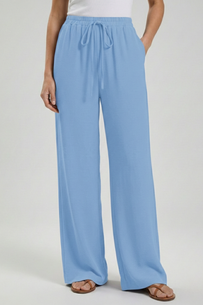 Claire | Women’s Palazzo Trousers with Drawstring Waist and Side Pockets