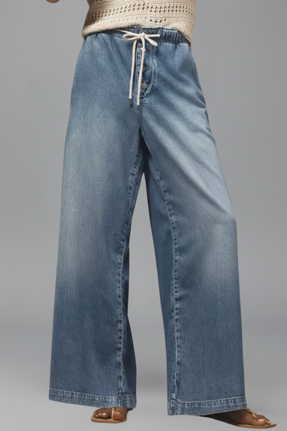 Lauren | Women’s Relaxed Wide-Leg Drawstring Denim Jeans