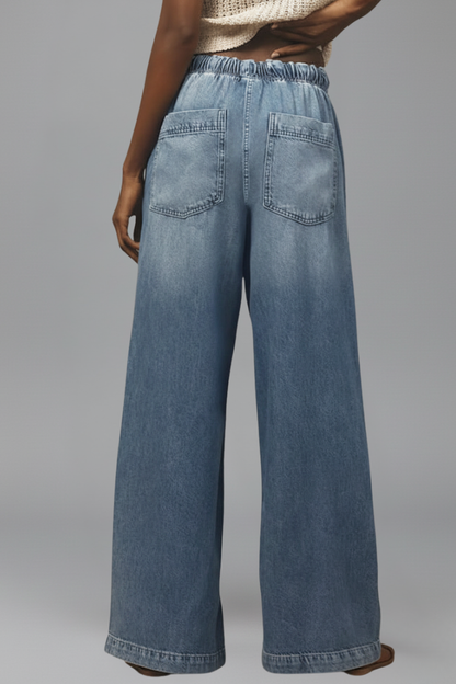 Lauren | Women’s Relaxed Wide-Leg Drawstring Denim Jeans
