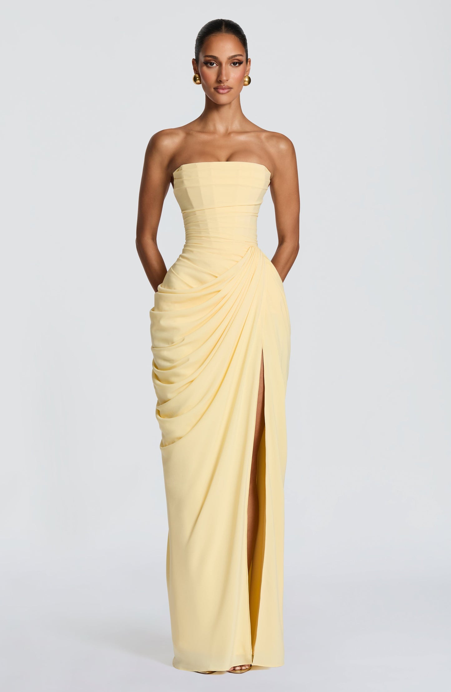Vivienne | Elegant Draped Maxi Gown with Slit