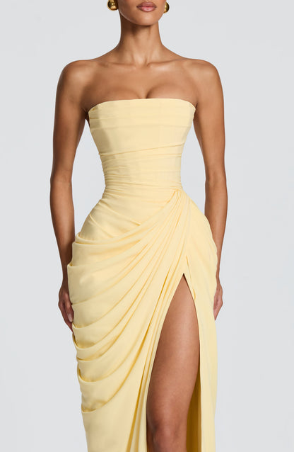 Vivienne | Elegant Draped Maxi Gown with Slit