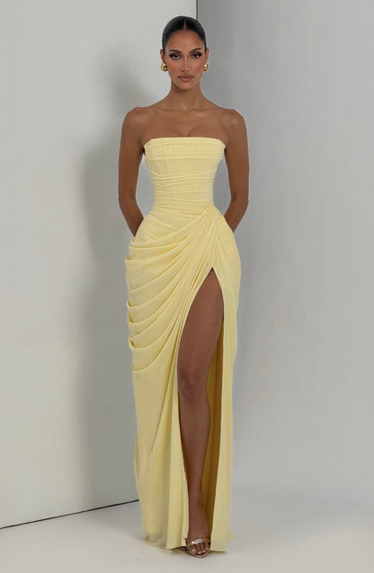 Vivienne | Elegant Draped Maxi Gown with Slit