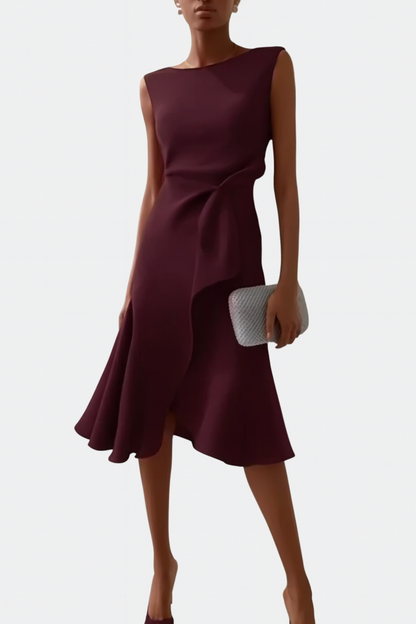 Eleanor | Women’s Draped Asymmetric Midi Dress