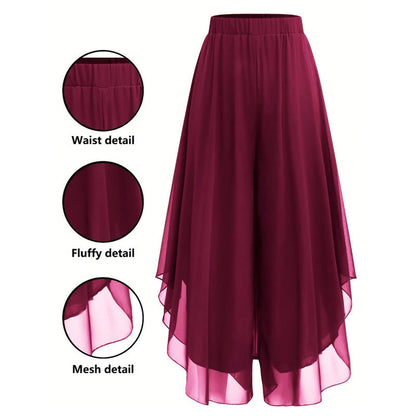 Riza - Women's asymmetrical chiffon pants with wide legs