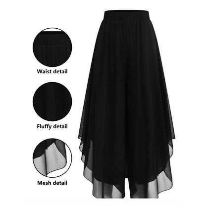 Riza - Women's asymmetrical chiffon pants with wide legs