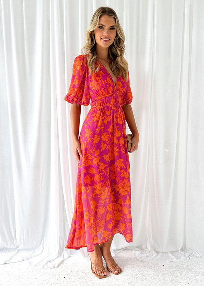 Isabella | Women's Floral V Neck Maxi Wedding Guest Dress