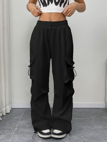 Chloe | Women's Wide Leg Cargo Pocket Drawstring Pants